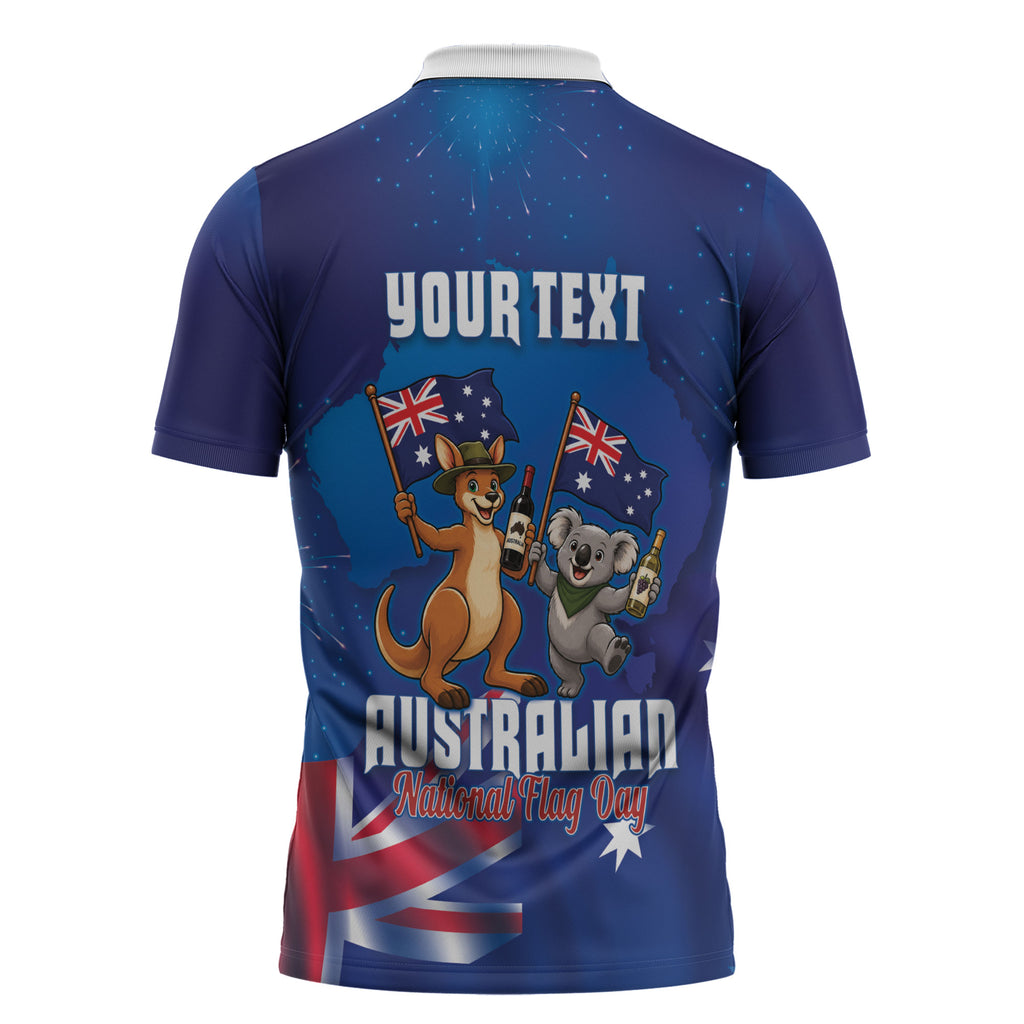 Australian National Flag Day Personalised Zipper Polo Shirt Funny Kangaroo Koala Aussie Proud