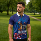 Australian National Flag Day Personalised Zipper Polo Shirt Funny Kangaroo Koala Aussie Proud