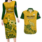 australia-rugby-couples-matching-long-sleeve-bodycon-dress-and-hawaiian-shirt-wallabies-2023-kangaroo-indigenous-art