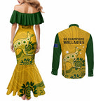 australia-rugby-couples-matching-mermaid-dress-and-long-sleeve-button-shirts-wallabies-2023-kangaroo-indigenous-art