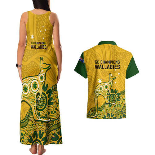 australia-rugby-couples-matching-tank-maxi-dress-and-hawaiian-shirt-wallabies-2023-kangaroo-indigenous-art