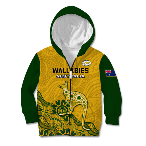 australia-rugby-kid-hoodie-wallabies-2023-kangaroo-indigenous-art