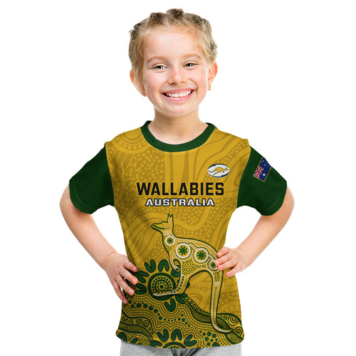 australia-rugby-kid-t-shirt-wallabies-2023-kangaroo-indigenous-art