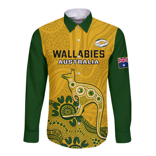 australia-rugby-long-sleeve-button-shirt-wallabies-2023-kangaroo-indigenous-art