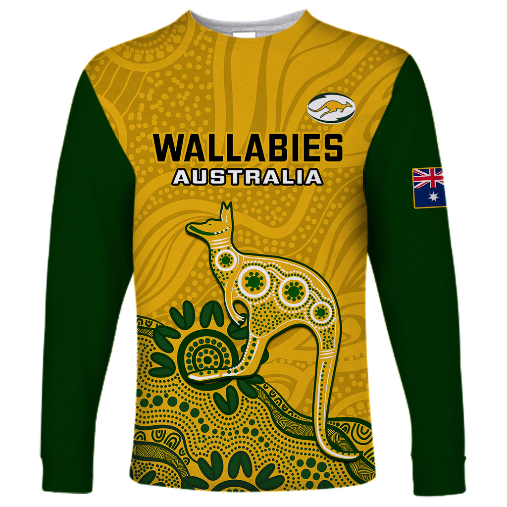 australia-rugby-long-sleeve-shirt-wallabies-2023-kangaroo-indigenous-art
