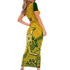 australia-rugby-short-sleeve-bodycon-dress-wallabies-2023-kangaroo-indigenous-art