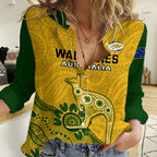 Australia Rugby Women Casual Shirt Wallabies 2023 Kangaroo Indigenous Art LT14