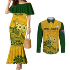 custom-australia-rugby-couples-matching-mermaid-dress-and-long-sleeve-button-shirts-wallabies-2023-kangaroo-indigenous-art