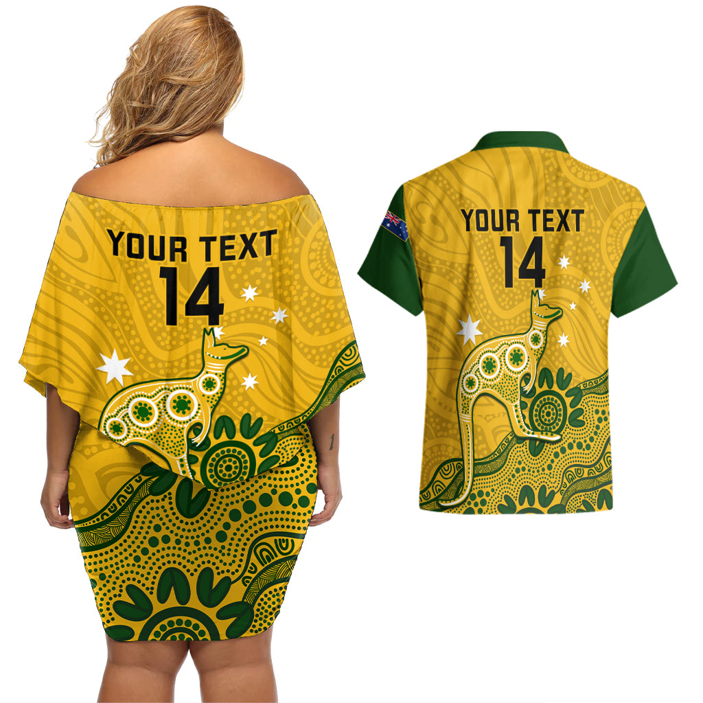 custom-australia-rugby-couples-matching-off-shoulder-short-dress-and-hawaiian-shirt-wallabies-2023-kangaroo-indigenous-art