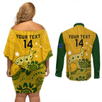 custom-australia-rugby-couples-matching-off-shoulder-short-dress-and-long-sleeve-button-shirts-wallabies-2023-kangaroo-indigenous-art
