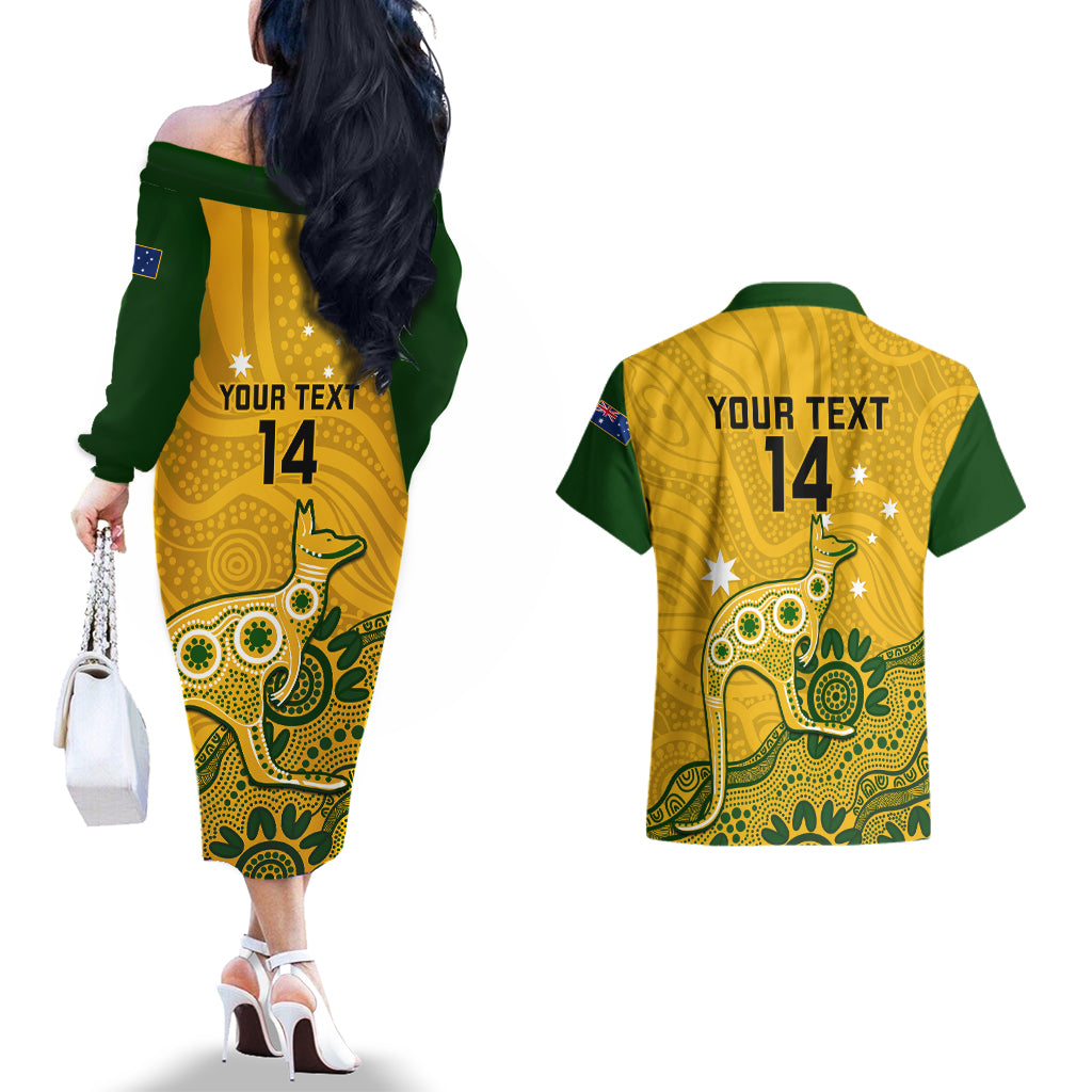 custom-australia-rugby-couples-matching-off-the-shoulder-long-sleeve-dress-and-hawaiian-shirt-wallabies-2023-kangaroo-indigenous-art