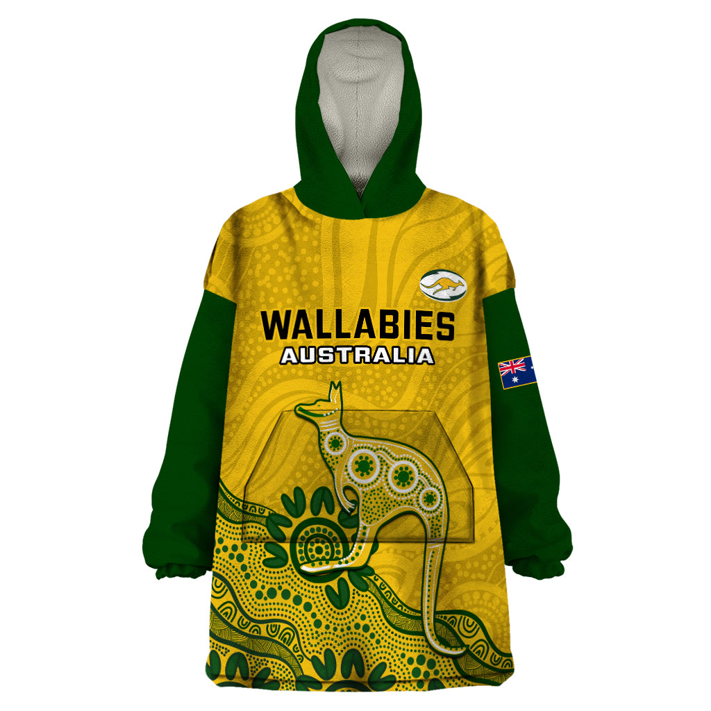 custom-australia-rugby-wearable-blanket-hoodie-wallabies-2023-kangaroo-indigenous-art