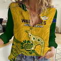 Custom Australia Rugby Women Casual Shirt Wallabies 2023 Kangaroo Indigenous Art LT14