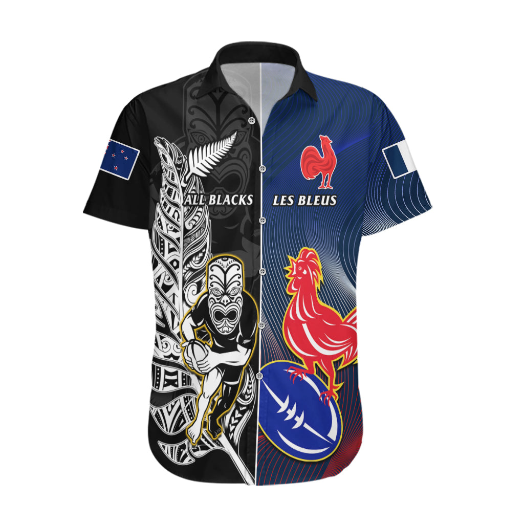 new-zealand-and-france-rugby-hawaiian-shirt-all-black-with-les-bleus-together-2023-world-cup