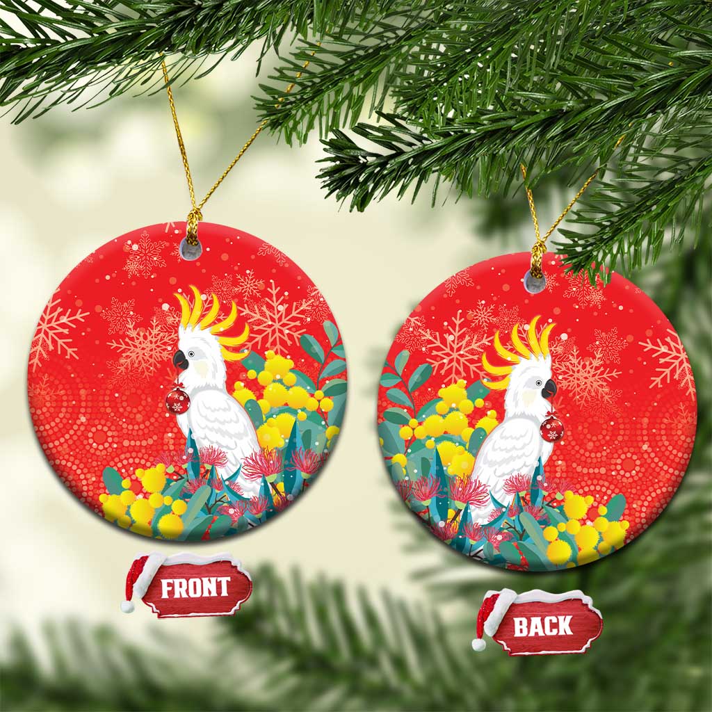 Sulphur-crested Cockatoo Christmas Ceramic Ornament Australia Gumtree With Golden Wattle