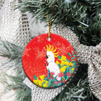 Sulphur-crested Cockatoo Christmas Ceramic Ornament Australia Gumtree With Golden Wattle