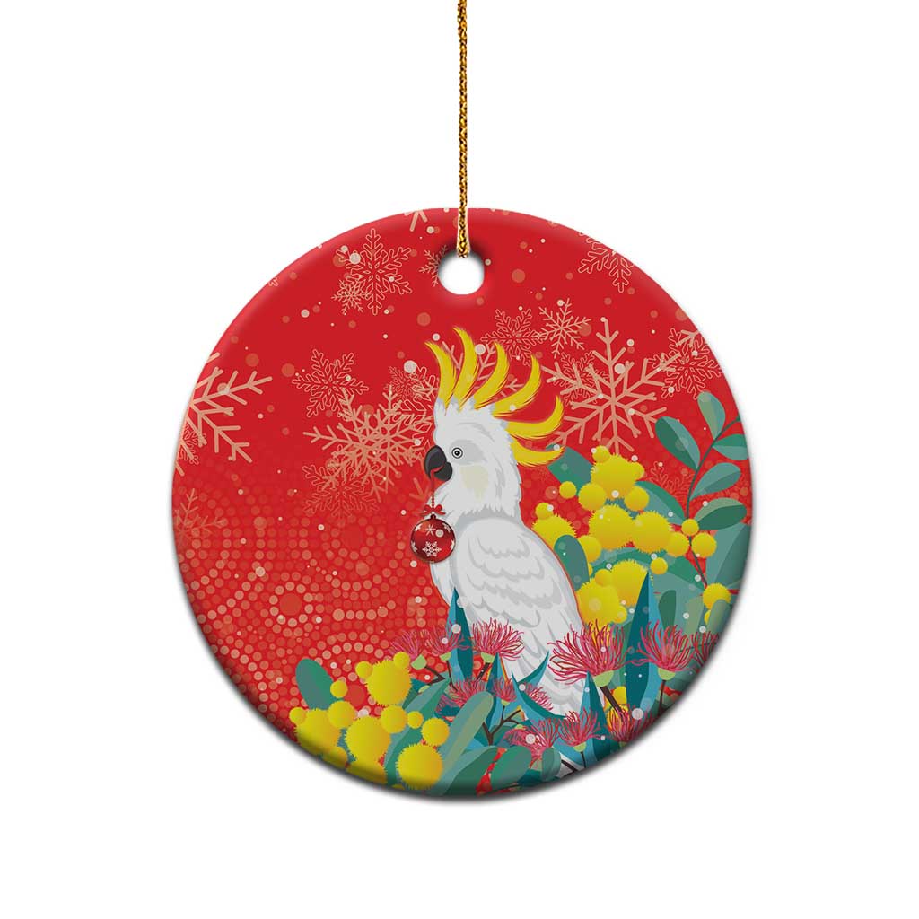 Sulphur-crested Cockatoo Christmas Ceramic Ornament Australia Gumtree With Golden Wattle