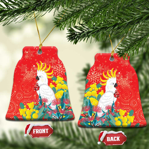 Sulphur-crested Cockatoo Christmas Ceramic Ornament Australia Gumtree With Golden Wattle