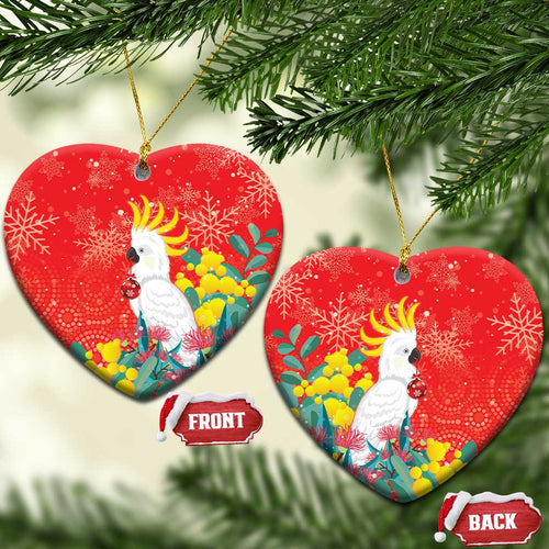 Sulphur-crested Cockatoo Christmas Ceramic Ornament Australia Gumtree With Golden Wattle