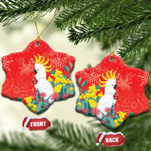 Sulphur-crested Cockatoo Christmas Ceramic Ornament Australia Gumtree With Golden Wattle
