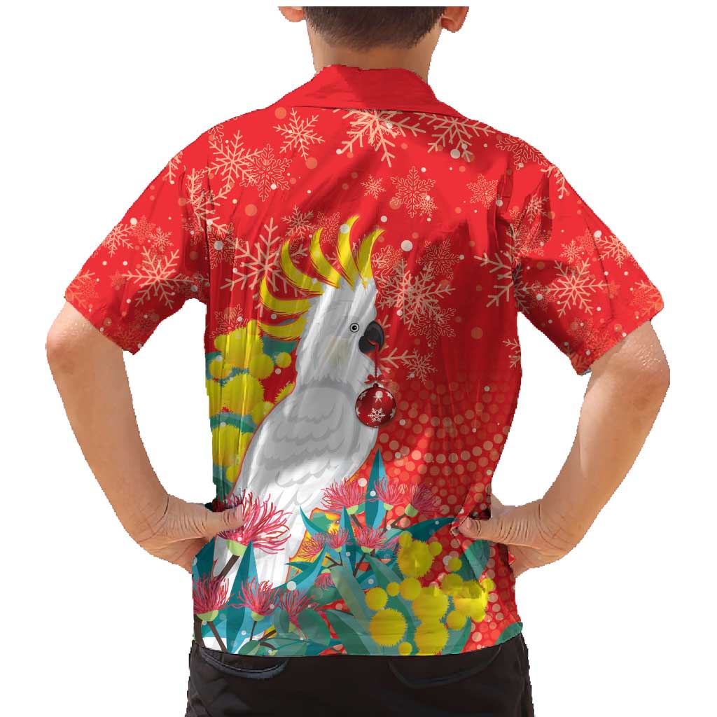 Sulphur-crested Cockatoo Christmas Family Matching Mermaid Dress and Hawaiian Shirt Australia Gumtree With Golden Wattle
