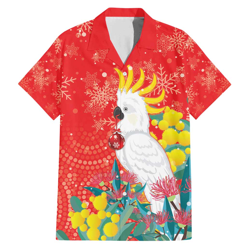 Sulphur-crested Cockatoo Christmas Family Matching Mermaid Dress and Hawaiian Shirt Australia Gumtree With Golden Wattle