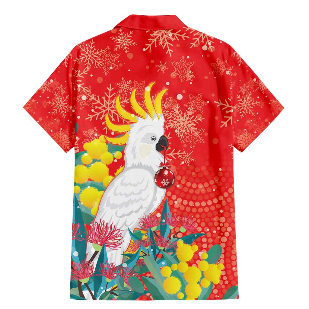 Sulphur-crested Cockatoo Christmas Family Matching Mermaid Dress and Hawaiian Shirt Australia Gumtree With Golden Wattle