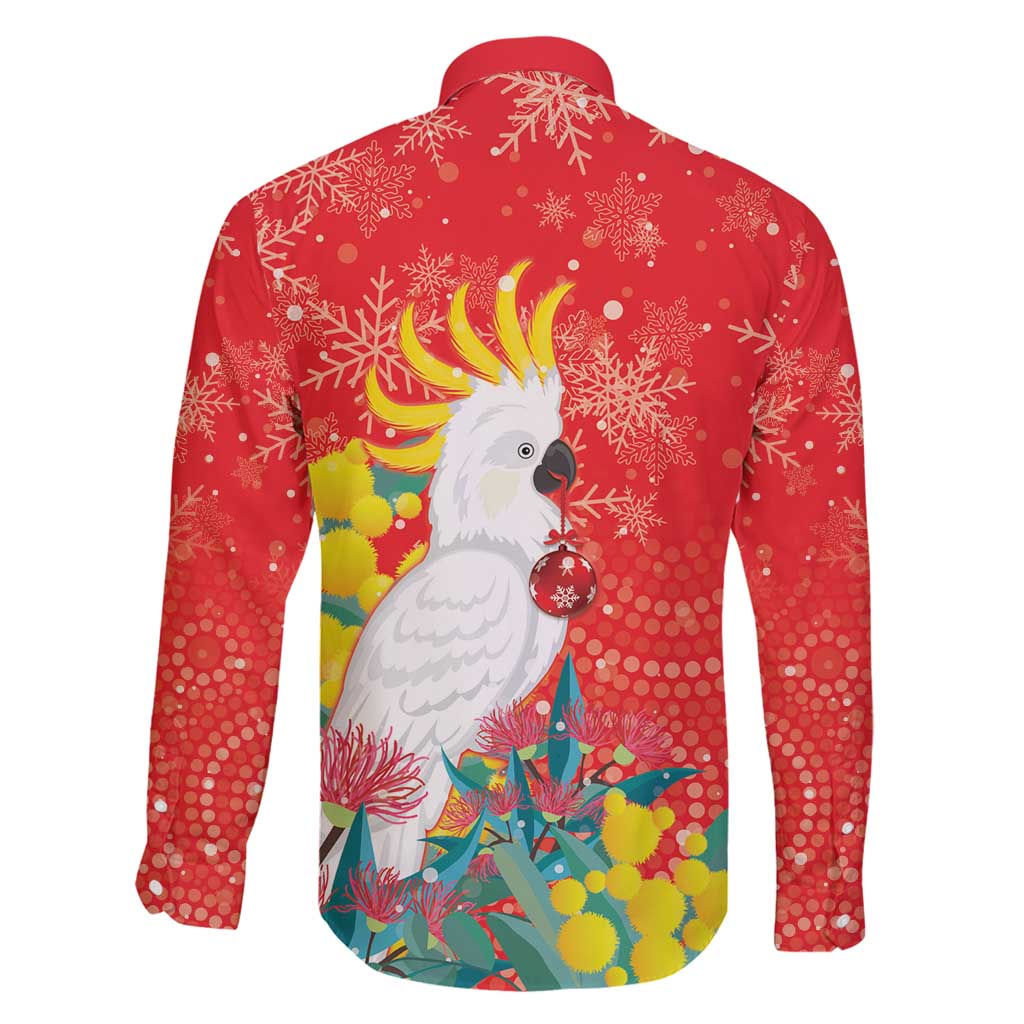 Sulphur-crested Cockatoo Christmas Family Matching Off Shoulder Maxi Dress and Hawaiian Shirt Australia Gumtree With Golden Wattle