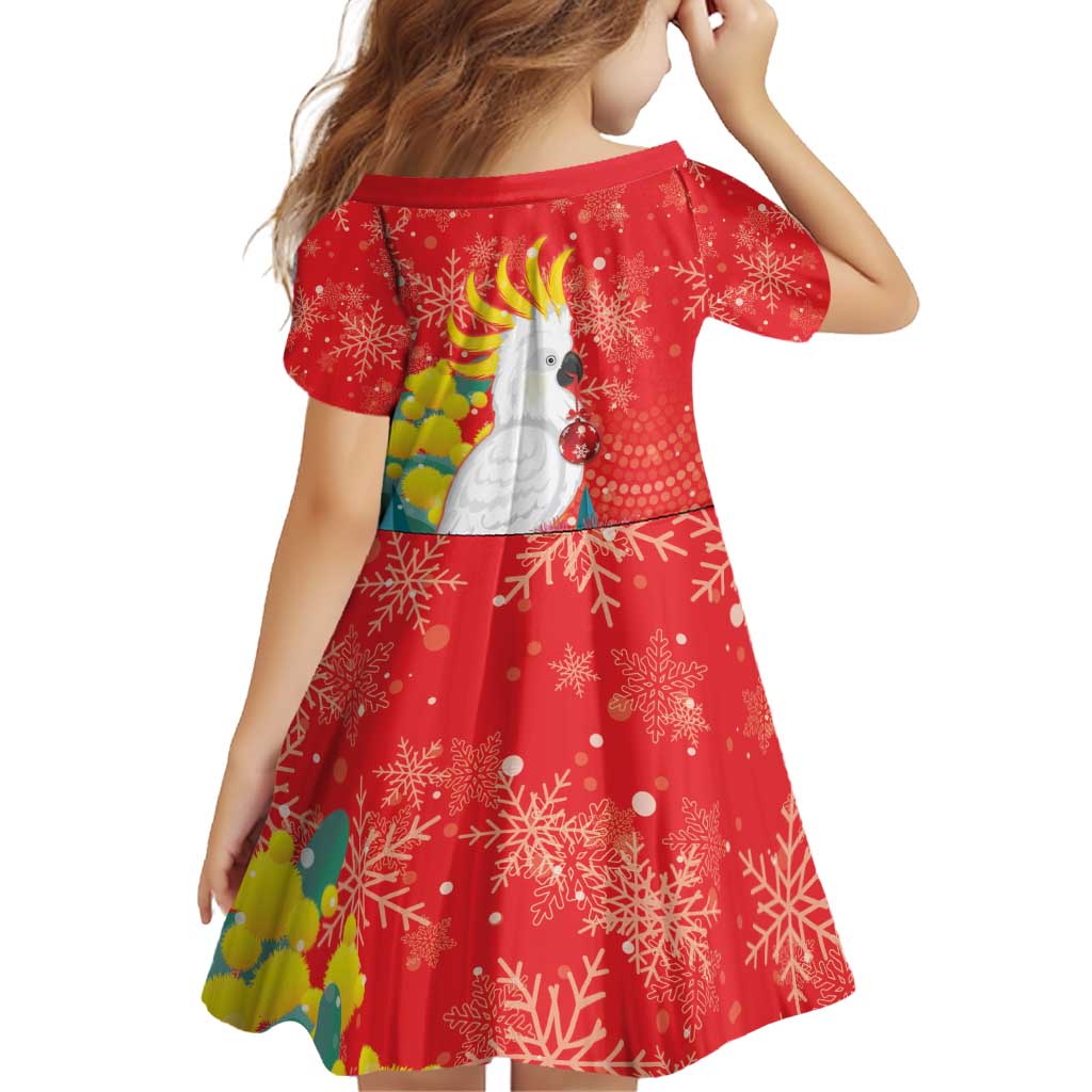Sulphur-crested Cockatoo Christmas Family Matching Off Shoulder Short Dress and Hawaiian Shirt Australia Gumtree With Golden Wattle