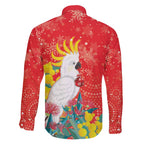 Sulphur-crested Cockatoo Christmas Family Matching Off Shoulder Short Dress and Hawaiian Shirt Australia Gumtree With Golden Wattle
