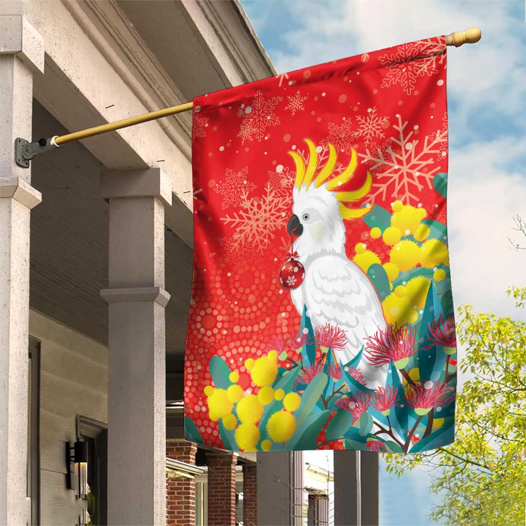 Sulphur-crested Cockatoo Christmas Garden Flag Australia Gumtree With Golden Wattle