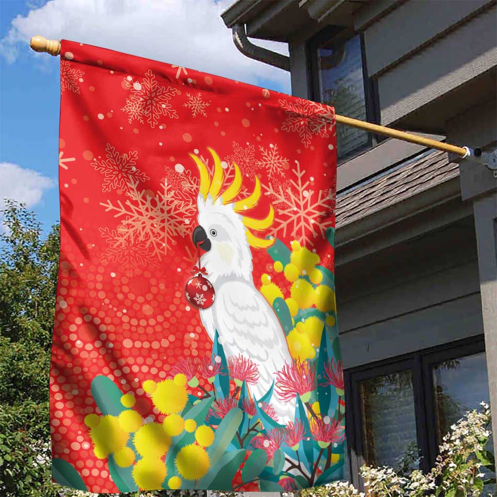 Sulphur-crested Cockatoo Christmas Garden Flag Australia Gumtree With Golden Wattle