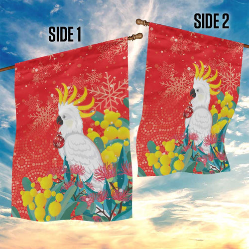Sulphur-crested Cockatoo Christmas Garden Flag Australia Gumtree With Golden Wattle