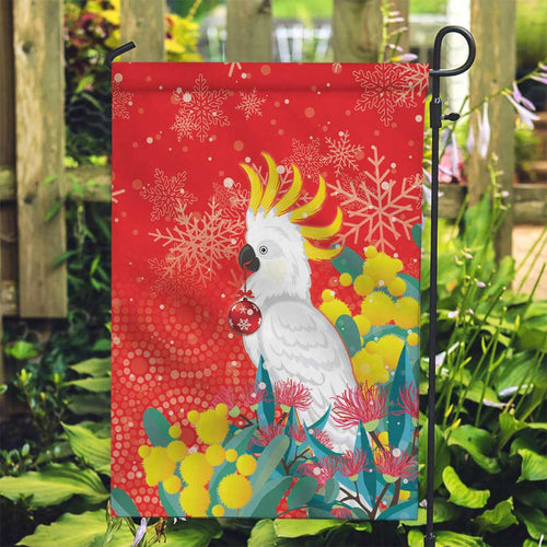 Sulphur-crested Cockatoo Christmas Garden Flag Australia Gumtree With Golden Wattle