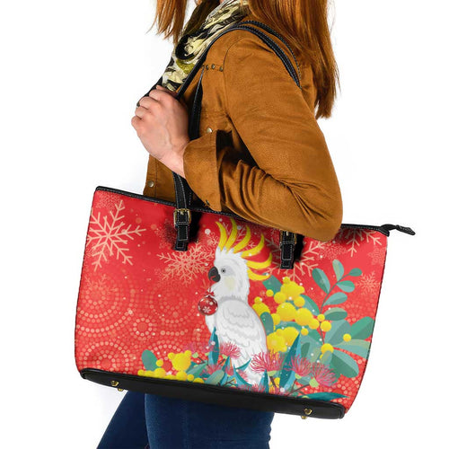 Sulphur-crested Cockatoo Christmas Leather Tote Bag Australia Gumtree With Golden Wattle
