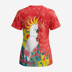 Sulphur-crested Cockatoo Christmas Scrub Top Australia Gumtree With Golden Wattle - Aussie Hoodie