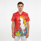 Sulphur-crested Cockatoo Christmas Scrub Top Australia Gumtree With Golden Wattle - Aussie Hoodie
