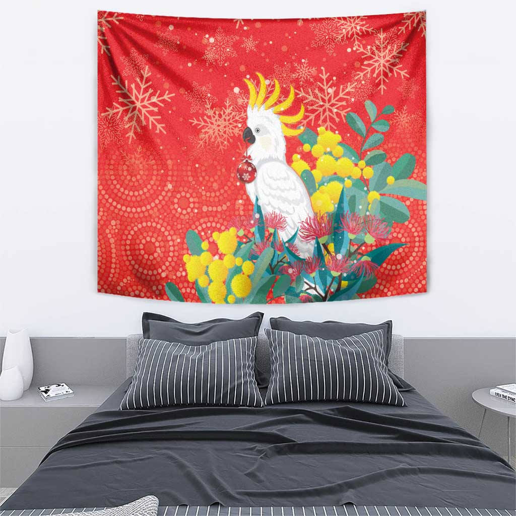 Sulphur-crested Cockatoo Christmas Tapestry Australia Gumtree With Golden Wattle