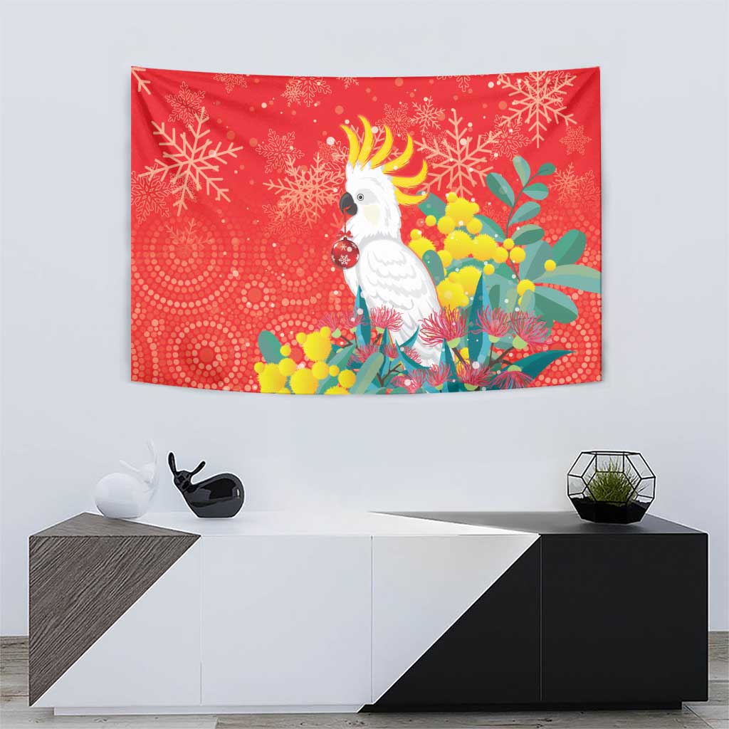 Sulphur-crested Cockatoo Christmas Tapestry Australia Gumtree With Golden Wattle