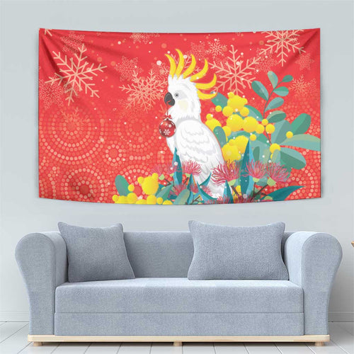 Sulphur-crested Cockatoo Christmas Tapestry Australia Gumtree With Golden Wattle