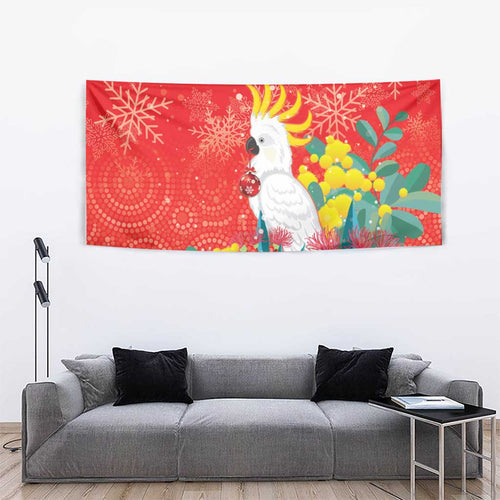Sulphur-crested Cockatoo Christmas Tapestry Australia Gumtree With Golden Wattle