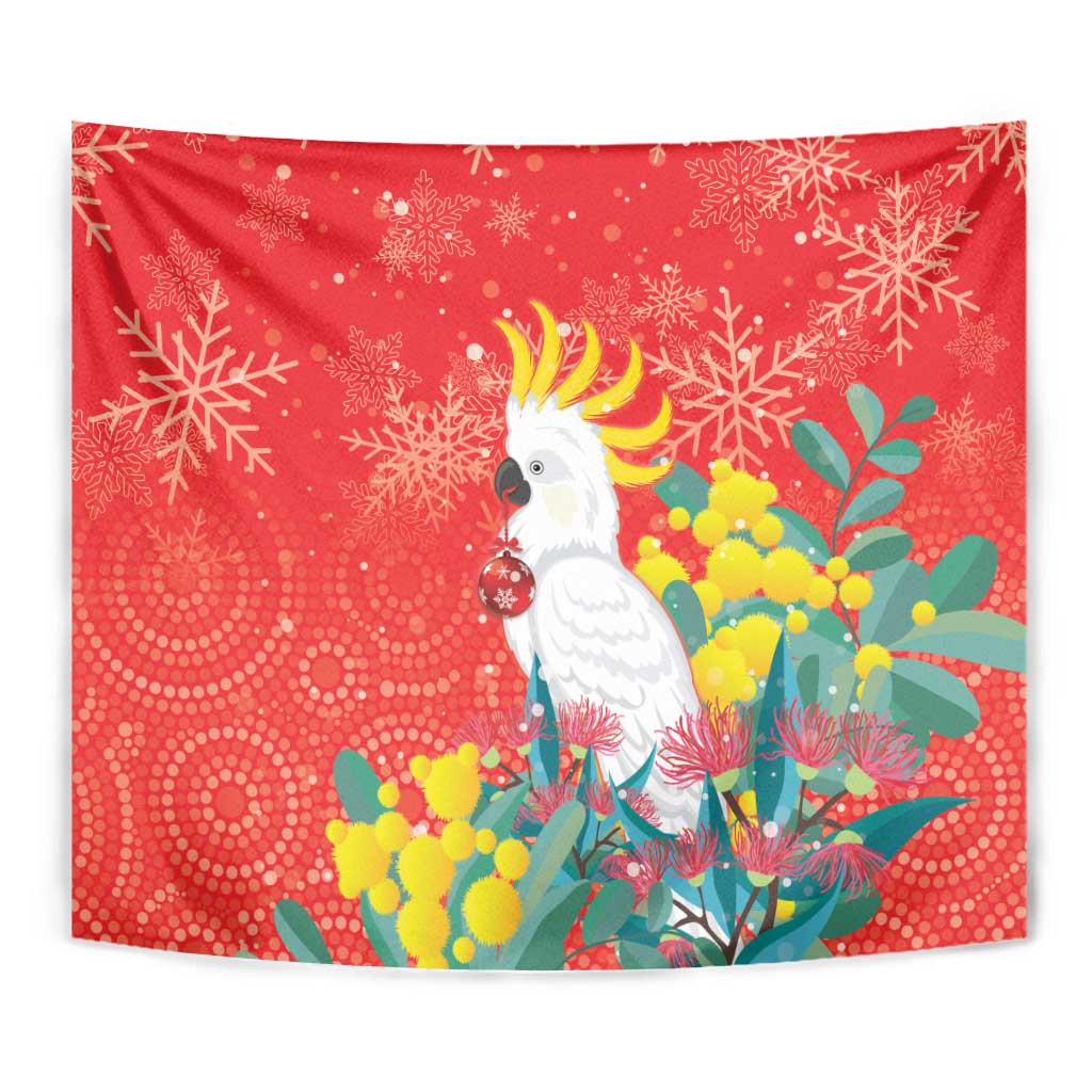 Sulphur-crested Cockatoo Christmas Tapestry Australia Gumtree With Golden Wattle