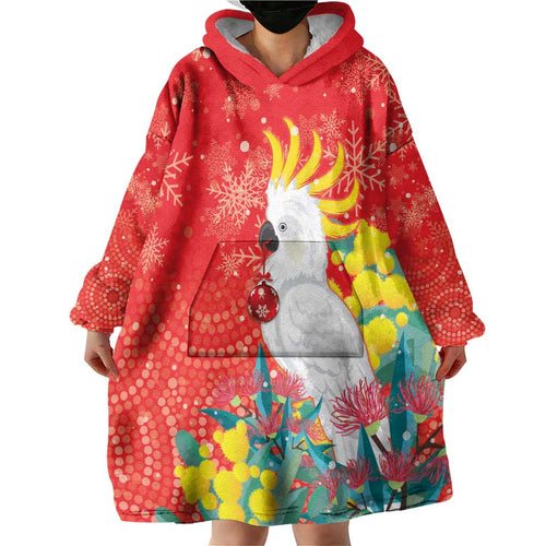 Sulphur-crested Cockatoo Christmas Wearable Blanket Hoodie Australia Gumtree With Golden Wattle