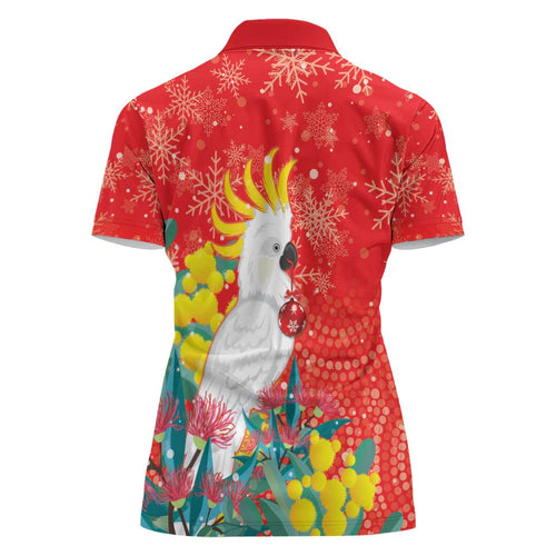Sulphur-crested Cockatoo Christmas Women Polo Shirt Australia Gumtree With Golden Wattle