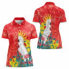 Sulphur-crested Cockatoo Christmas Women Polo Shirt Australia Gumtree With Golden Wattle