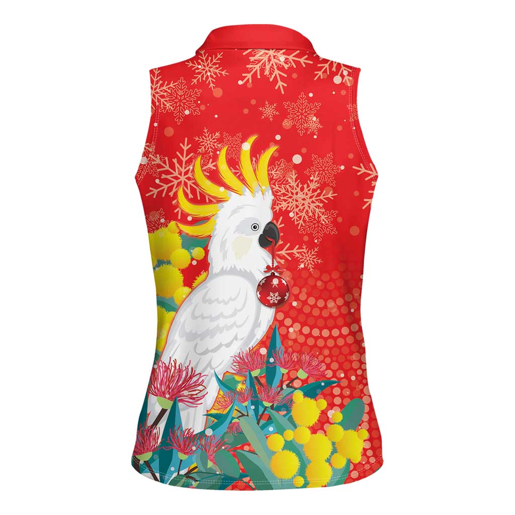 Sulphur-crested Cockatoo Christmas Women Sleeveless Polo Shirt Australia Gumtree With Golden Wattle