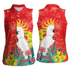 Sulphur-crested Cockatoo Christmas Women Sleeveless Polo Shirt Australia Gumtree With Golden Wattle