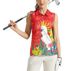 Sulphur-crested Cockatoo Christmas Women Sleeveless Polo Shirt Australia Gumtree With Golden Wattle