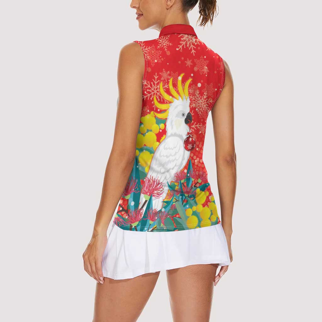 Sulphur-crested Cockatoo Christmas Women Sleeveless Polo Shirt Australia Gumtree With Golden Wattle