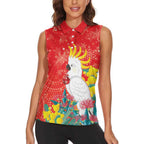 Sulphur-crested Cockatoo Christmas Women Sleeveless Polo Shirt Australia Gumtree With Golden Wattle